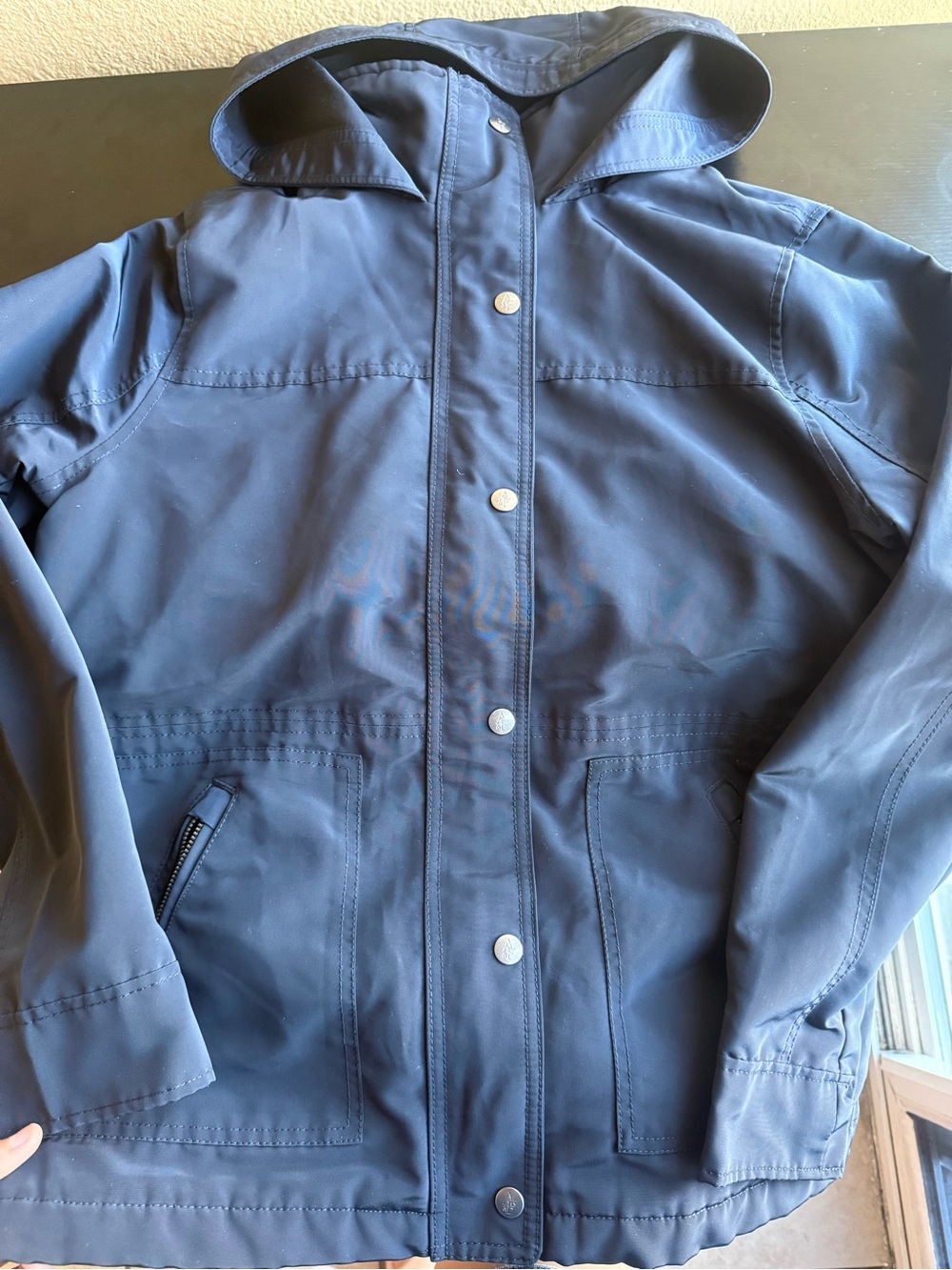 Abercrombie & Fitch Navy Hooded Rain Shell
